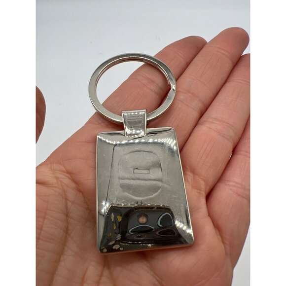 Silver Rectangle Metal Keychain With Polished & Brushed Finish - Picture 3 of 3